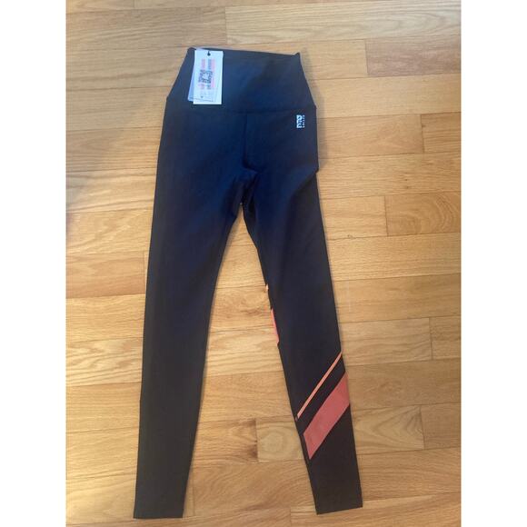 NWT P.E Nation Upward Leggings Black Orange Stripe XS Revolve - Picture 3 of 9